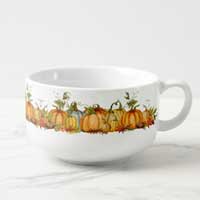 watercolor pumpkin patch soup bowl